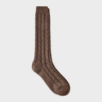 Women's Herringbone Texture Super Soft Knee High Boot Socks - Auden Brown 4-10