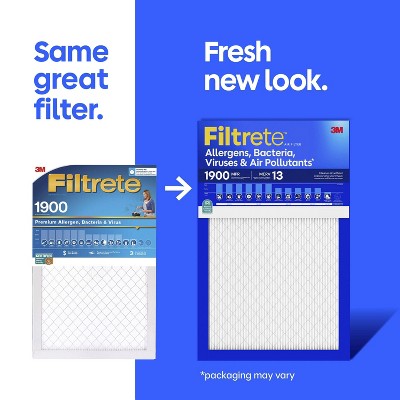 Filtrete 20"x20"x1" 2pk Allergens Bacteria Viruses & Air Pollutants MPR 1900 MERV 13 Electrostatic Pleated HVAC Furnace Air Filter (LOCAL PICKUP ONLY)