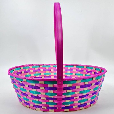 Round Bamboo Decorative Easter Basket Warm Colorway - Spritz