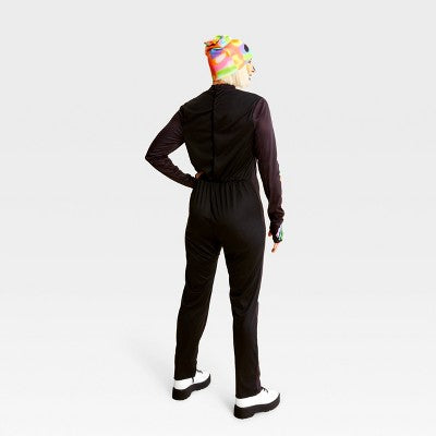 Adult Blacklight Responsive Color Melt Skeleton Halloween Costume Jumpsuit with Beanie M - Hyde & EEK! Boutique