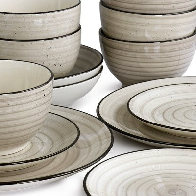 Elama Gia 18 Piece Round Stoneware Dinnerware Set in Cream MISSING 6 (LOCAL PICKUP ONLY)