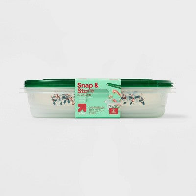 Holiday Large Rectangle Food Storage Container - 128oz/2ct - up&up