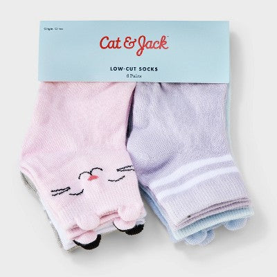Toddler Girls' 6pk Critter Ankle Socks - Cat & Jack 4T-5T
