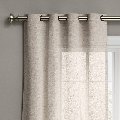 1pc 54"x63" Light Filtering Textured Weave Window Curtain Panel Cream - Threshold: Traditional Grommet Top, UV Protection
