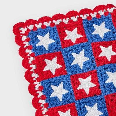 Americana Crochet Knit Headscarf - Red/White/Blue