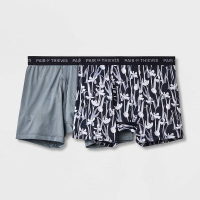Pair of Thieves Men's Floral Super Fit Boxer Briefs 2pk - Gray/Black S