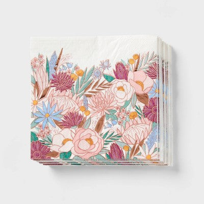 Rose Gold Floral Lunch Napkin 30ct - Spritz