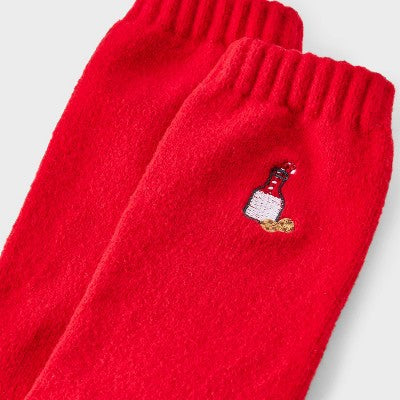Women's Embroidered Milk & Cookies Super Soft Crew Socks - Wondershop Red 4-10