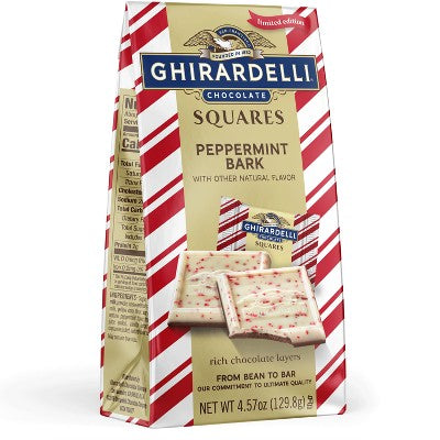 Ghirardelli Christmas Candy Peppermint Bark Milk Chocolate Squares - 4.57oz