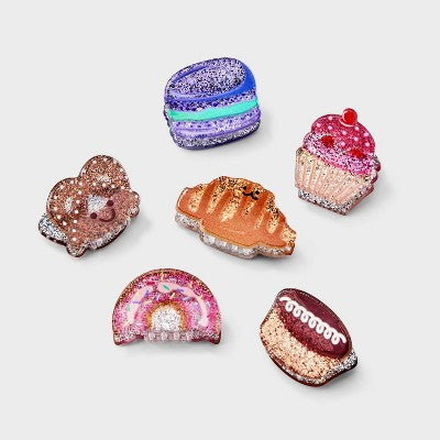 Girls' 6pk Dessert Themed Claw Clip Set - Cat & Jack: Solid Hair Styling Accessory, All Hair Types