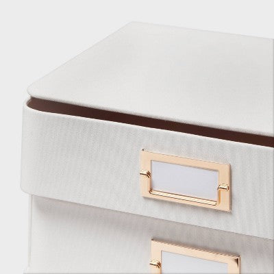 2 Drawer Decorative Fabric Box Ivory - Brightroom: Rectangle, Off-White, Paper & Polyester, Spot Clean, 6"x10"x13"
