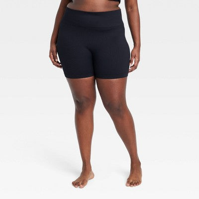 Women's Seamless Ribbed Bike Shorts - Colsie Black XS