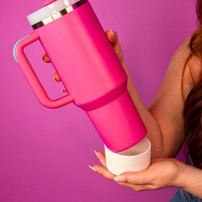 CharCharms Water Bottle Boot White: Silicone Drinkware Accessory, Dishwasher-Safe, Fits 3" Width, Hot/Cold Beverages