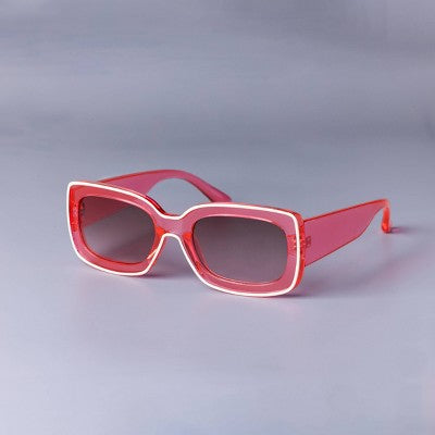 Women's Rectangle with Rim Sunglasses - Wild Fable Pink: UV Protection, Impact-Resistant, Recycled Plastic Frame
