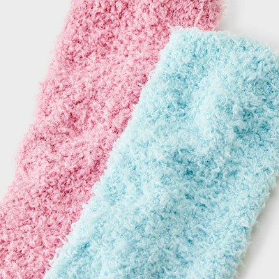 Kid's Cotton Candy Christmas 2pk Cozy Crew Socks - Pink/Blue 2-5