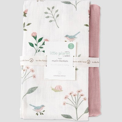 Little Planet by Carter's Muslin Swaddle - Floral - 2pk