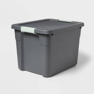 12gal Latching Storage Tote - Brightroom: Stackable Gray Utility Bin with Lid, Portable Universal Organizer