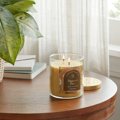 15.1oz 2-Wick Lidded Glass Jar Candle Sugared Pear - Threshold