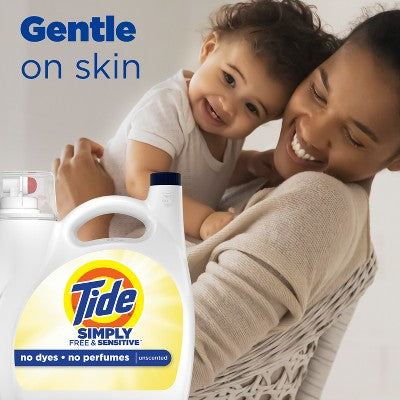 Tide Liquid Simply Laundry Detergent - Free & Sensitive - Unscented - 117oz