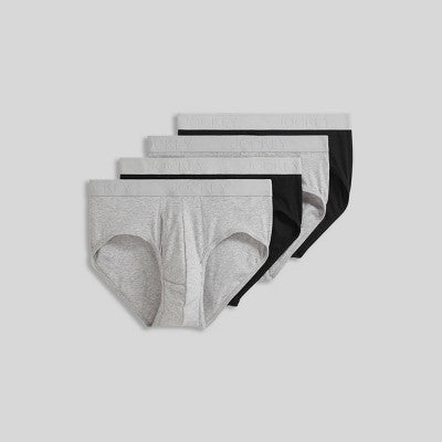 Jockey Generation Men's 4pk Lightweight Cotton Briefs - Black/Gray M: Mid Rise, Elastic Waistband, Knit Fabric, Machine Washable