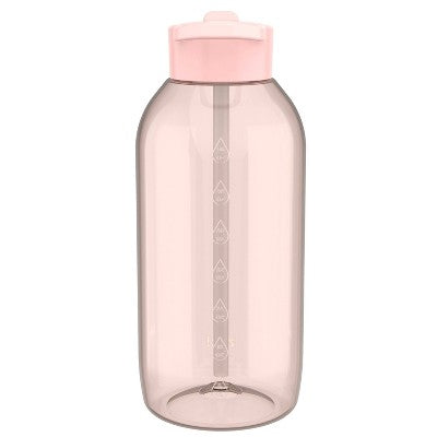 Zak Designs 64 fl oz Plastic Straw Water Bottle Nectarine Orange: Reusable Kids Portable Drinkware, Dishwasher-Safe