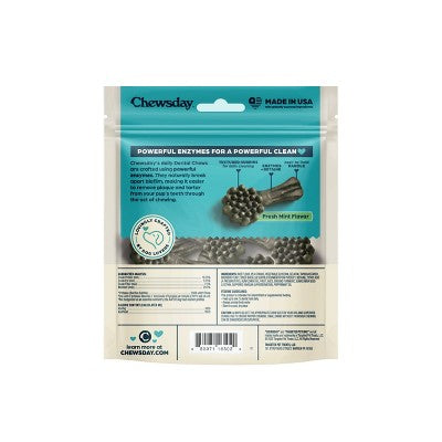 Chewsday Mint Flavor Dental and Hard Chew with Enzyme Dog Treats - 6.55oz/7ct