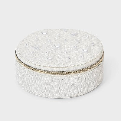 Round Travel Jewelry Organizer with Heart Pearls - A New Day Cream