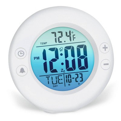 Digital Color Fade Alarm Clock White - Westclox: Modern Style, Bedroom & Bedside, Battery Operated
