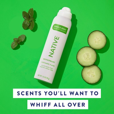 Native Whole Body Deodorant Spray - Cucumber & Mint - Aluminum Free - 3.5oz
