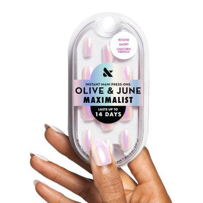 Olive & June Press-On Fake Nails - Maximalist - S Round - Unicorn French - 42ct