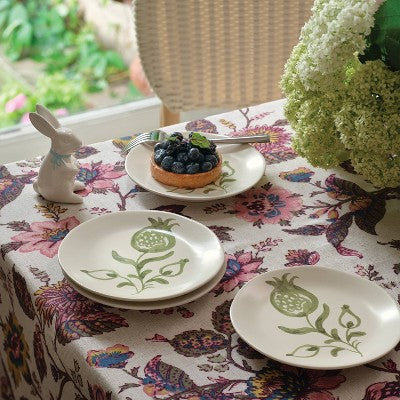 4pk 6" Stoneware Aralia Appetizer Plates Hand Painted Green - Threshold