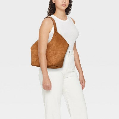 Slouchy Faux Suede Tote Handbag - Universal Thread Tan