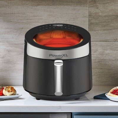 PowerXL Luminex 360 Supercharged Hot Air Fryer, Skylight Window, Fast Heat-up, 400 F in 2.4sec, Auto Shut Off &12 Quick Touch Presets