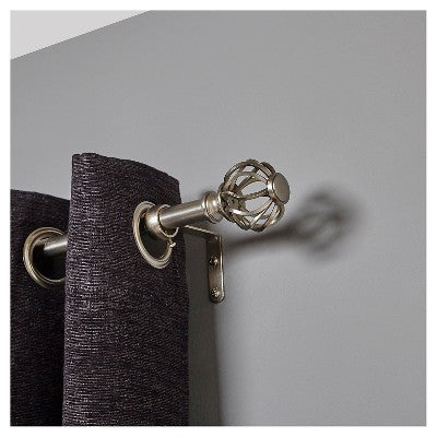 36"-66" Loft By Umbra Cagio Curtain Rod Matte Nickel: Adjustable Steel, Single Cage Finial, 25 lb Capacity (LOCAL PICKUP ONLY)