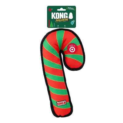 KONG Holiday Ballistic Candy Cane Food Shaped Dog Toy - Red
