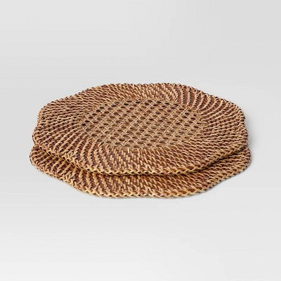 2pk Woven Charger Dark Walnut - Threshold