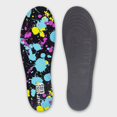 Kids' FLAT SOCKS No Show Cushioned Socks - One Size Fits Most Paint Splatter: Trim to Size, Foot Odor Control