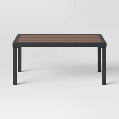 Bryant 2pc Faux Wood Patio Loveseat & Coffee Table - Gray/Natural - Threshold: Steel Frame, Weather-Resistant (LOCAL PICKUP ONLY)