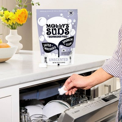 Molly's Suds Dishwasher Detergent Pods - Unscented - 45ct: Paraben-Free, Phosphate-Free, Vegan, Sanitizes