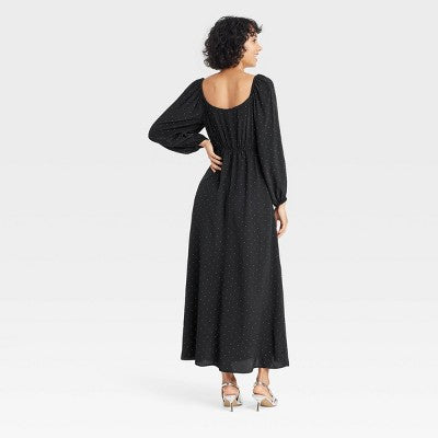 Women's Long Sleeve Crepe Maxi A-Line Dress - A New Day S