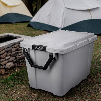 Hefty 28gal Max Tote Wheel: Polypropylene Storage Bin with Lid, Locking Handles & Wheels, Universal Utility Tubs, Gray (LOCAL PICKUP ONLY)