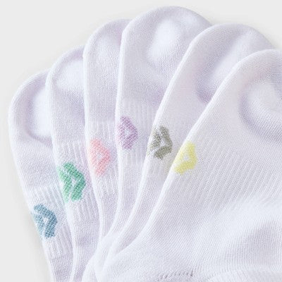 Girls' 6pk Ruffle No Show Socks - All in Motion White L