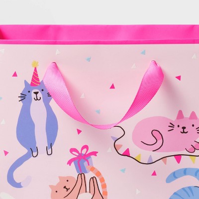 Cats Cub Bag with Card - Spritz: Birthday Gift Bag, Multicolored Animal Pattern, 9.75" x 7.75" x 4"