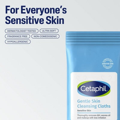 Cetaphil Gentle Skin Cleansing Face Wipes Cloths - Unscented - 10ct