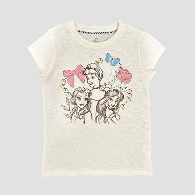 Girls' Princess Bows Short Sleeve Graphic T-Shirt - Ivory XL