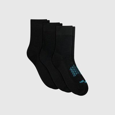 Hanes Men's Absolute Run Crew Socks 3pk - Black 6-12