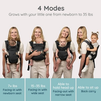 Infantino Flip Luxe 4-in-1 Convertible Baby Carrier - 0-42 Months - Onyx