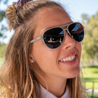 goodr Clubhouse Closeout Mach G Round Aviator Sunglasses: Polarized TAC Lenses, Plastic Frame, Adult Sizing