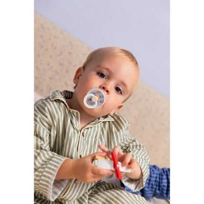 Bibs Pacifier Gift Set 0-24m - Dusty Blue Stripe