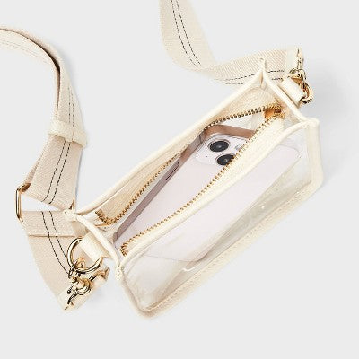 Everyday Crossbody Bag For Stadium - Universal Thread Stucco Clear: TPU Shell, Detachable Strap, 57.25" Max Length